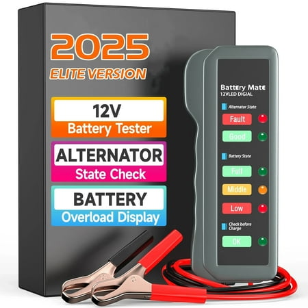12V Car Digital Alternator Battery Tester Batteries Detector with 6 LED Lights Display for Car Automotive Motorcycle, Battery Health Analyzer, Ancel BM310, Car Battery Tester Scan Tool