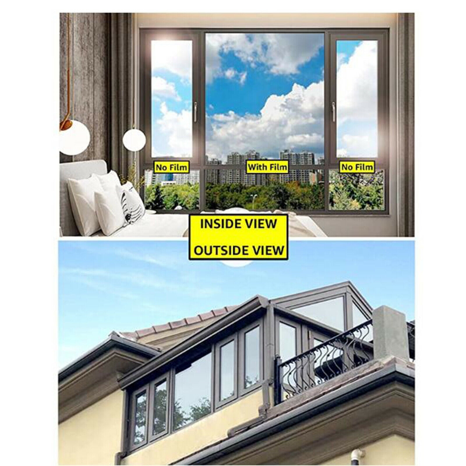 Privacy Window Film Tinting House Office One Way Mirror Anti-UV Heat Control
