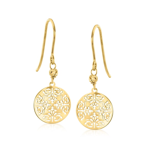 Ross-Simons Italian 10kt Yellow Gold Damascato Ricami Drop Earrings, Women's, Adult