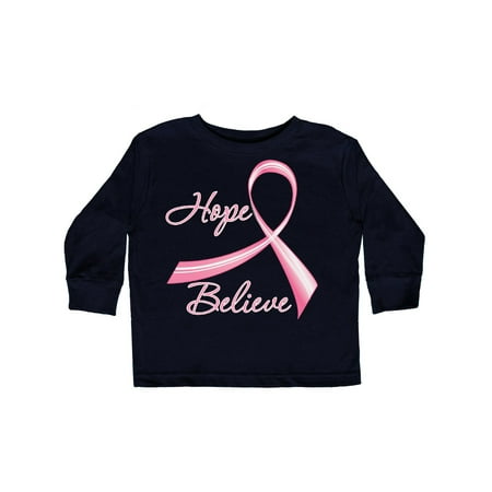 

Inktastic Hope Believe Breast Cancer Ribbon Gift Toddler Boy or Toddler Girl Long Sleeve T-Shirt