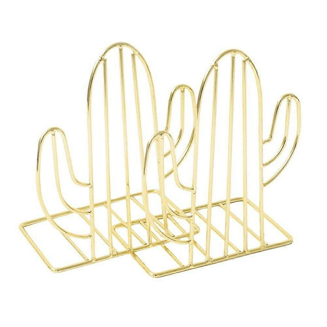 Decorative Cactus Bookend Metal Modern Decoration Book Organiser Use 18*13.5*9cm Magazine Stand 1 Pair