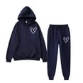 thumbnail image 2 of Womens Sweatsuits 2 Piece Set Fleece Heart Print Zip Up Long Sleeve Hooded Pullover Tops and Pant Fall Fashion Clothes Airport Travel Pants Tracksuits, 2 of 3