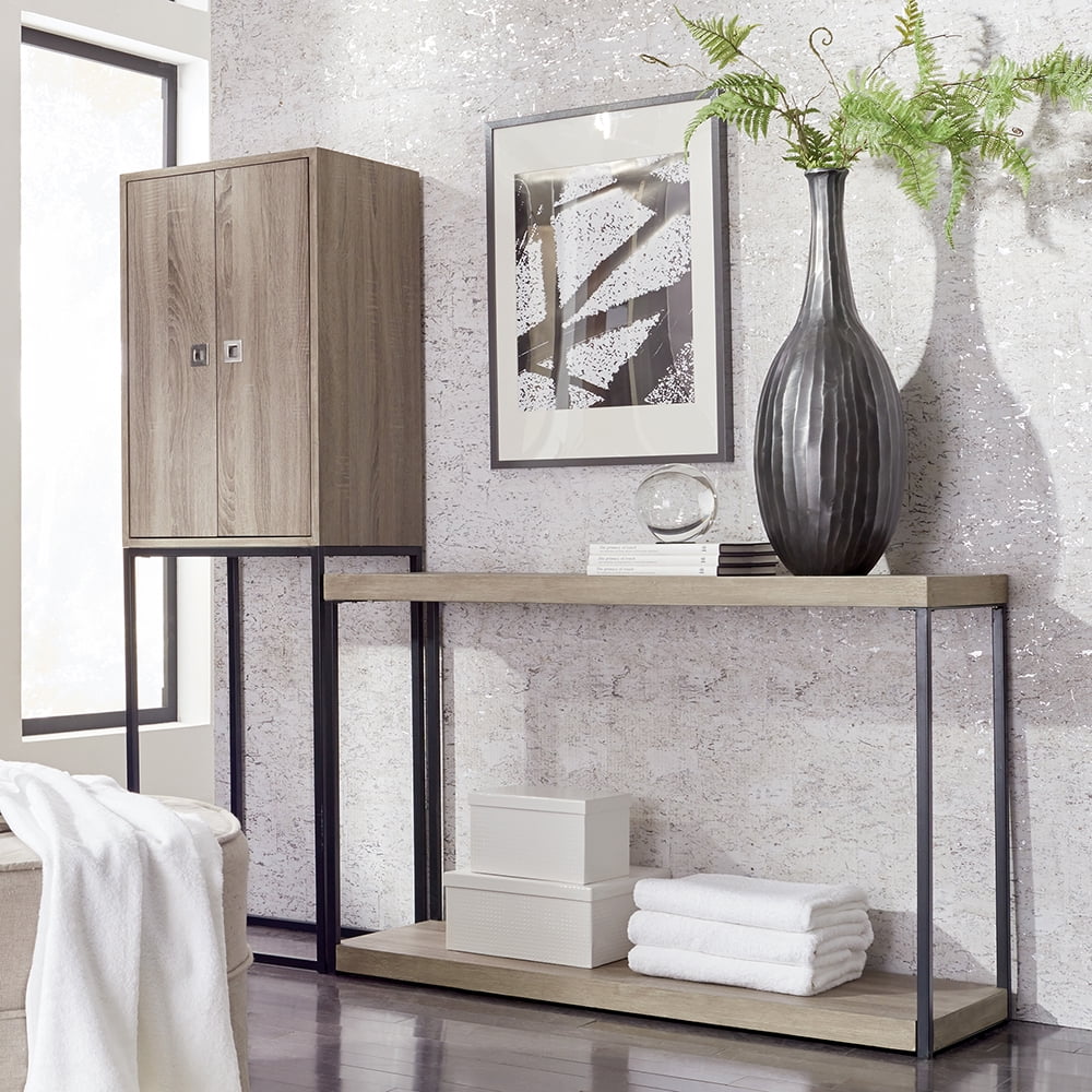 Tyler Dillon Wood and Metal Console Table, Natural - Walmart.com