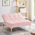 thumbnail image 4 of Kojooin Convertible Futon Sofa Bed Modern Teddy Fabric Loveseat Sleeper Couch With Adjustable Backrest Metal Legs For Small Spaces Living Room, 4 of 6