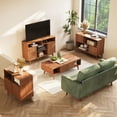 thumbnail image 6 of Concho 31.5'' Walnut Fluted Storage Cabinet, Modern Sideboard Buffet with Doors and Shelves, Accent Console Table with Solid Wood Legs for Living Room, Hallway, or Entryway, 6 of 8
