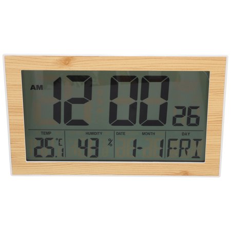 Niceauty Electronic Perpetual Calendar Clock Digital Modern Clock Bamboo Color Wood Grain 1Pcs with Alarm Function
