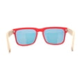 thumbnail image 4 of Eco Friendly Bamboo Wood Arm Rectangle Horn Rim Keyhole Sunglasses Black Red - Orange Mirror, 4 of 4