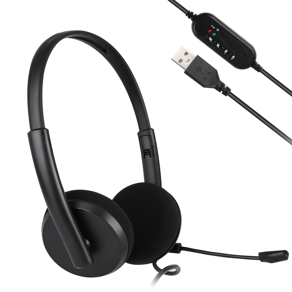Office Headphone On Ear, EEEkit USB Telephone Headset with Microphone