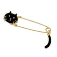 thumbnail image 7 of Black Gold Alloy Animal Cat Brooch Safety Pin Lapel, 7 of 7