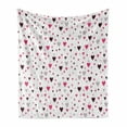 thumbnail image 1 of Hearts Soft Flannel Fleece Throw Blanket, Rhythmic Romance Beats Vertically Arranged Sketch Style Motifs Dots Pattern, Cozy Plush for Indoor and Outdoor Use, 50" x 60", White Multicolor, by Ambesonne, 1 of 5
