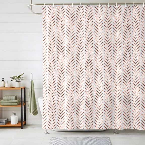 Shower Curtains for Bathroom, Burnt Orange Striped Waterproof Fabric Shower Curtain, Modern Abstract Art Geometric Decorative Bathroom Curtain for Bathtub, 72"x72", No Hooks Included