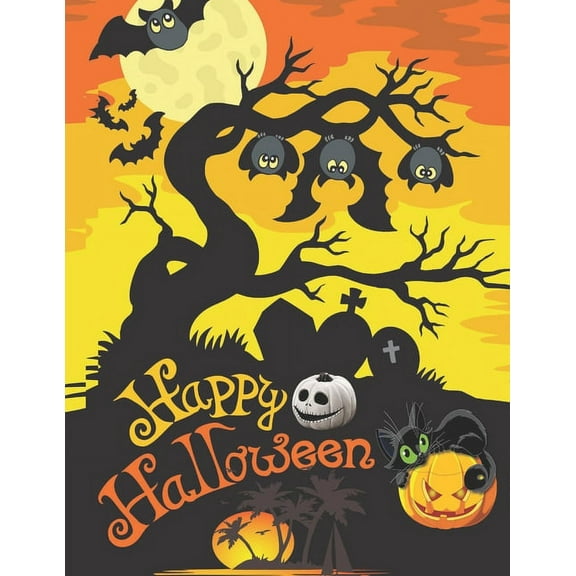 Happy Halloween: This Coloring Book for Kids, Halloween Designs Including Witches, Ghosts, Pumpkins, Haunted Houses, and, (Paperback)