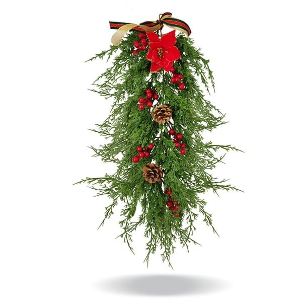 Advancent Guirnalda de hojas colgantes de ratán de Navidad artificial, decoración colgante, vid, pino, ventana, pared, Festival, habitación de follaje Kits de decoración para fiestas Advancent HA009521-00