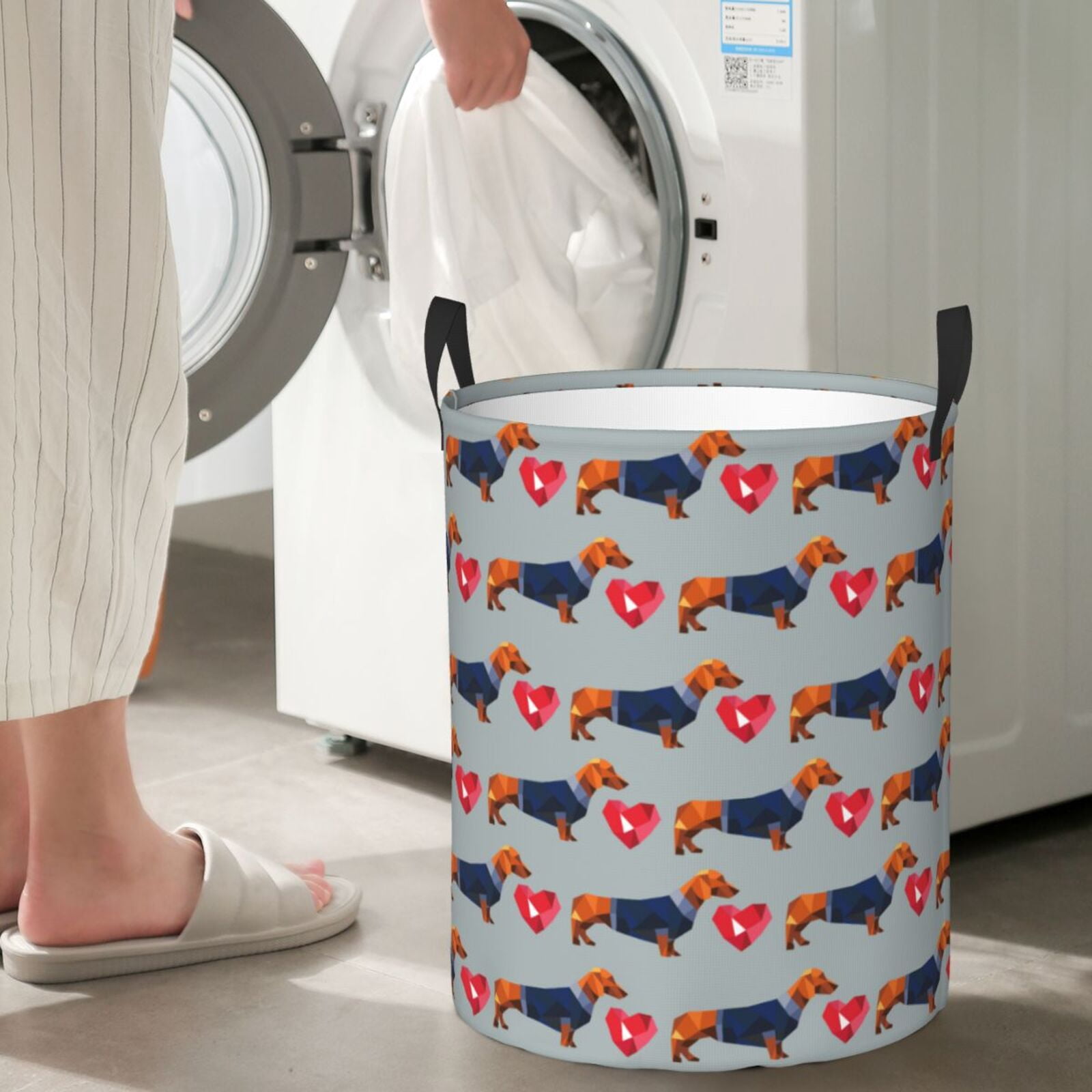 Large Laundry Basket with Handles - Dachshund Dog Puppy No.1012 Kids Baby Dirty Clothes Laundry Hamper for Bedroom Aesthetic