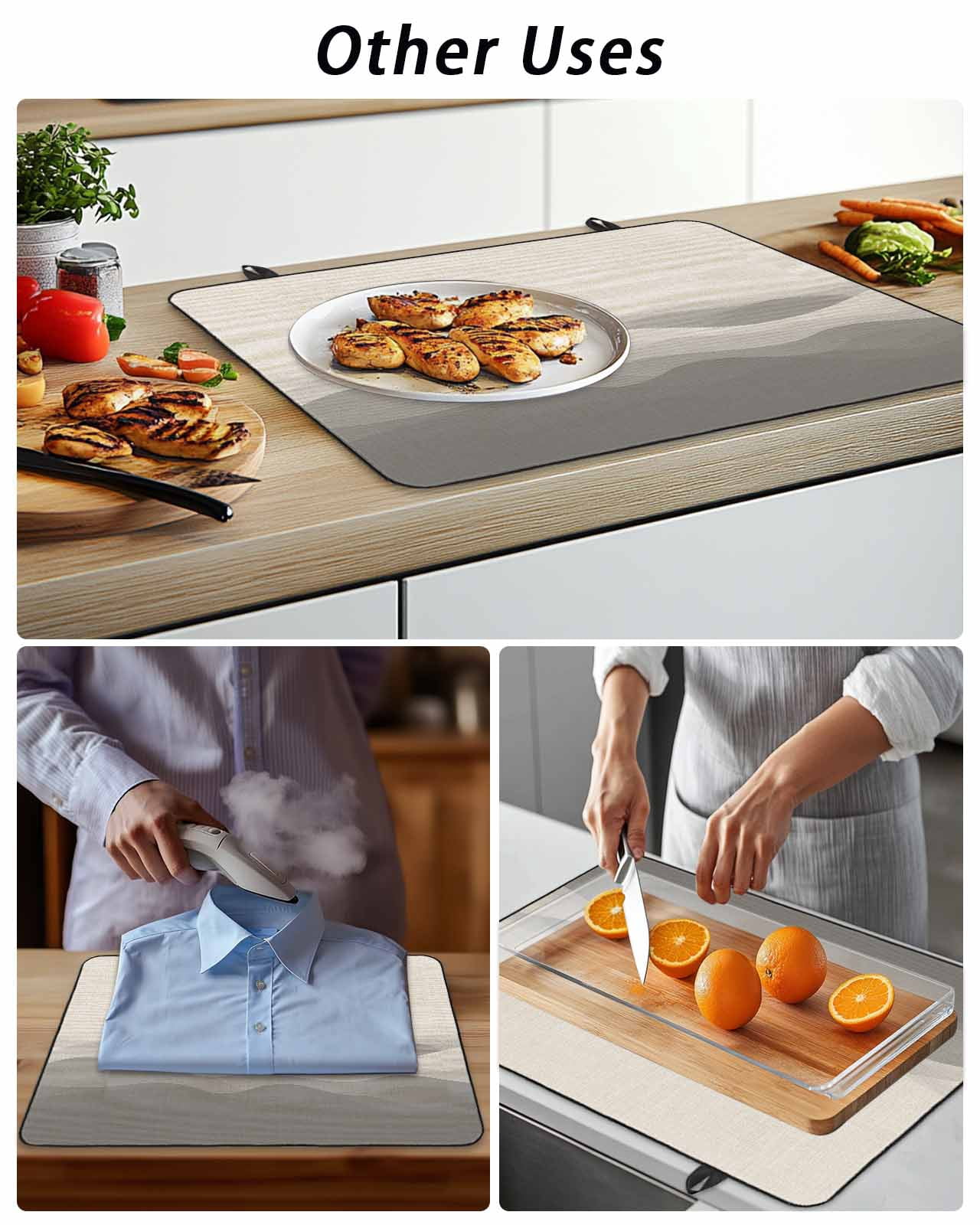 Stove Top Covers for Electric Stove, Grey Beige Ombre Glass Stovetop Cover Protector, Minimalist Ocean Waves Linen Induction Cooktop Protector Oven Mat for Kitchen Countertop 24"x21"