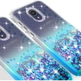 thumbnail image 4 of Cute Phone Case Bling for Alcatel Insight (Cricket) / TCL A1 A501DL Case [Full Cover Temper Glass] Liquid Glitter Shock Proof for Girls Women - Aqua/Clear, 4 of 5