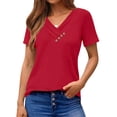 thumbnail image 2 of UVN Blouses for Women Summer Short Sleeve V Neck Button Shirts Dressy Casual Business Tunic Tops, 2 of 8