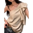 thumbnail image 1 of Women One Shoulder Tops Solid Shirts Loose Tank Top Oat Rice S, 1 of 9