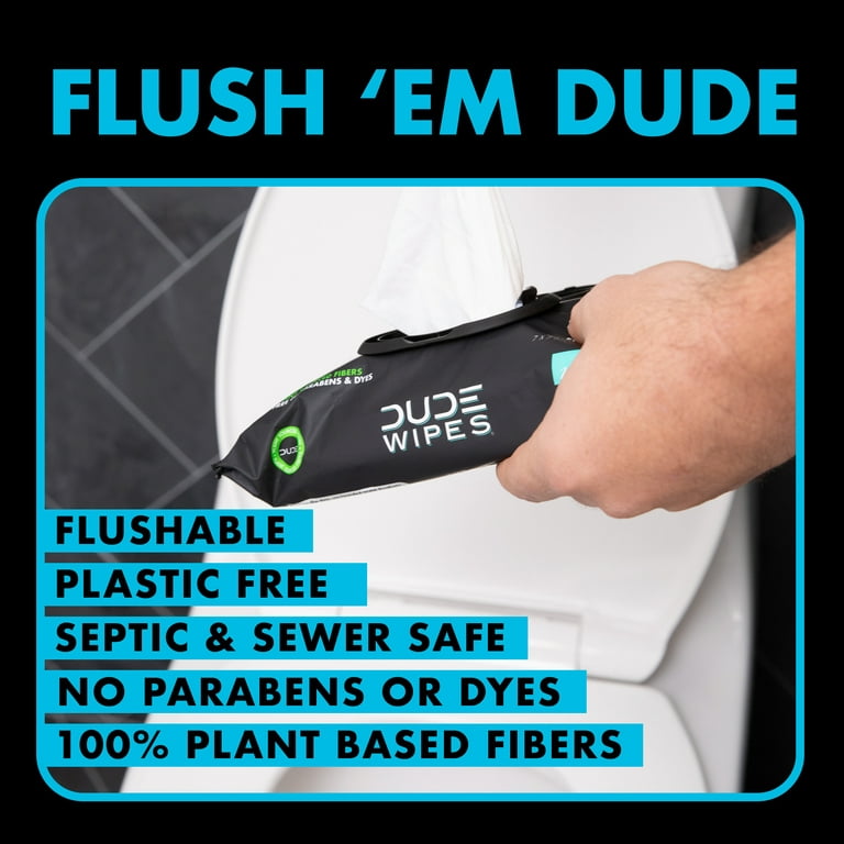 DUDE Wipes Unscented XL Flushable Wipes, 4 Flip-Top Packs, 48 Wipes per  Pack, 192 Total Wipes