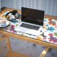 thumbnail image 3 of Long Mouse Pads for Desk,Colorful Dinosaurs Leaf White Pattern Desk Mats on Top Of Desks, Desk Mouse Pad Extra Large with 3mm Non-Slip Base and Stitched Edge for Gaming,Office,Work,Home 35.4"x15.7", 3 of 6
