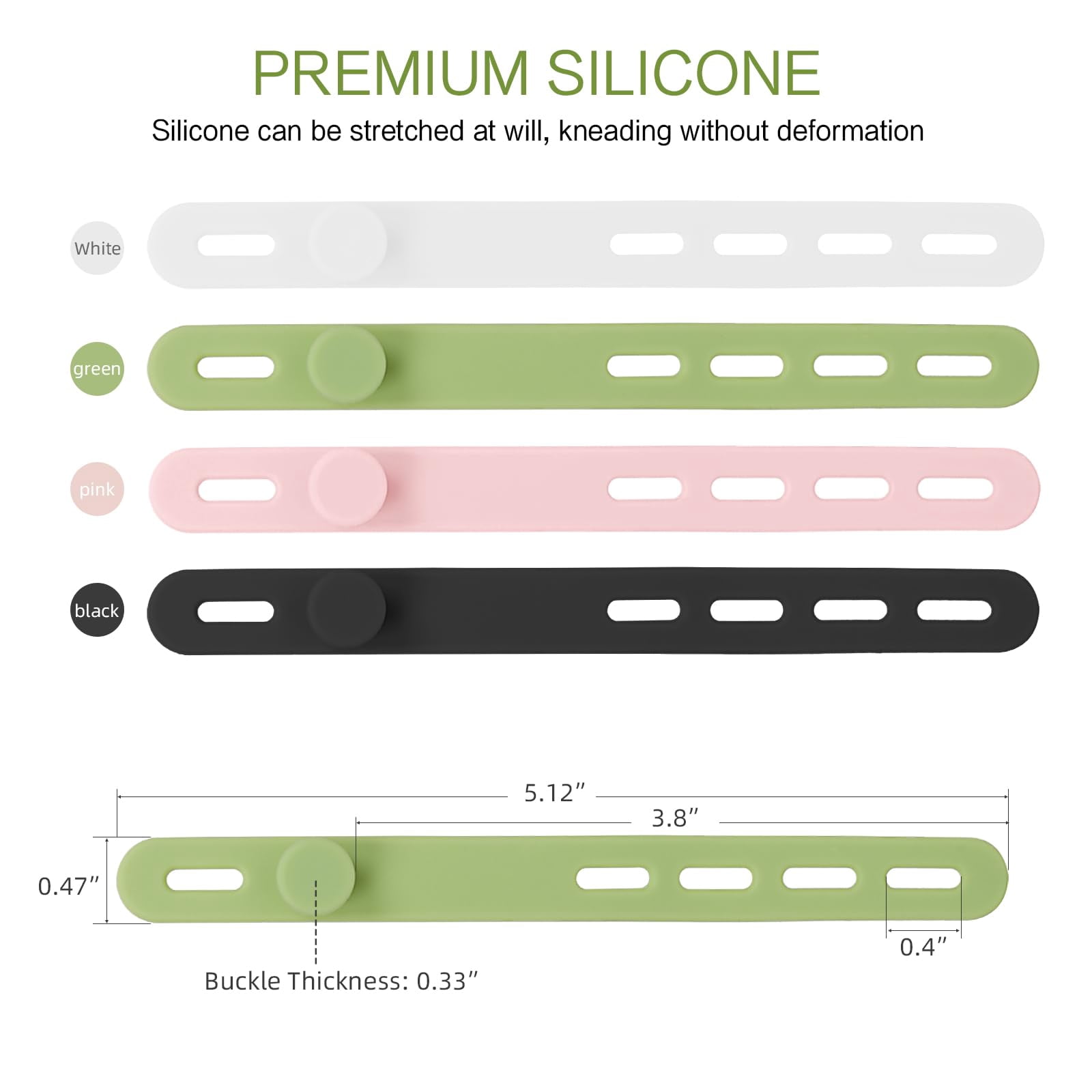 Donruby 24Pcs Silicone Cable Ties - Reusable & Washable with Locking Buckles, Adjustable Fastening Cable Management Straps, Multi-Purpose High Elasticity Cord Organizer (4 Colors)