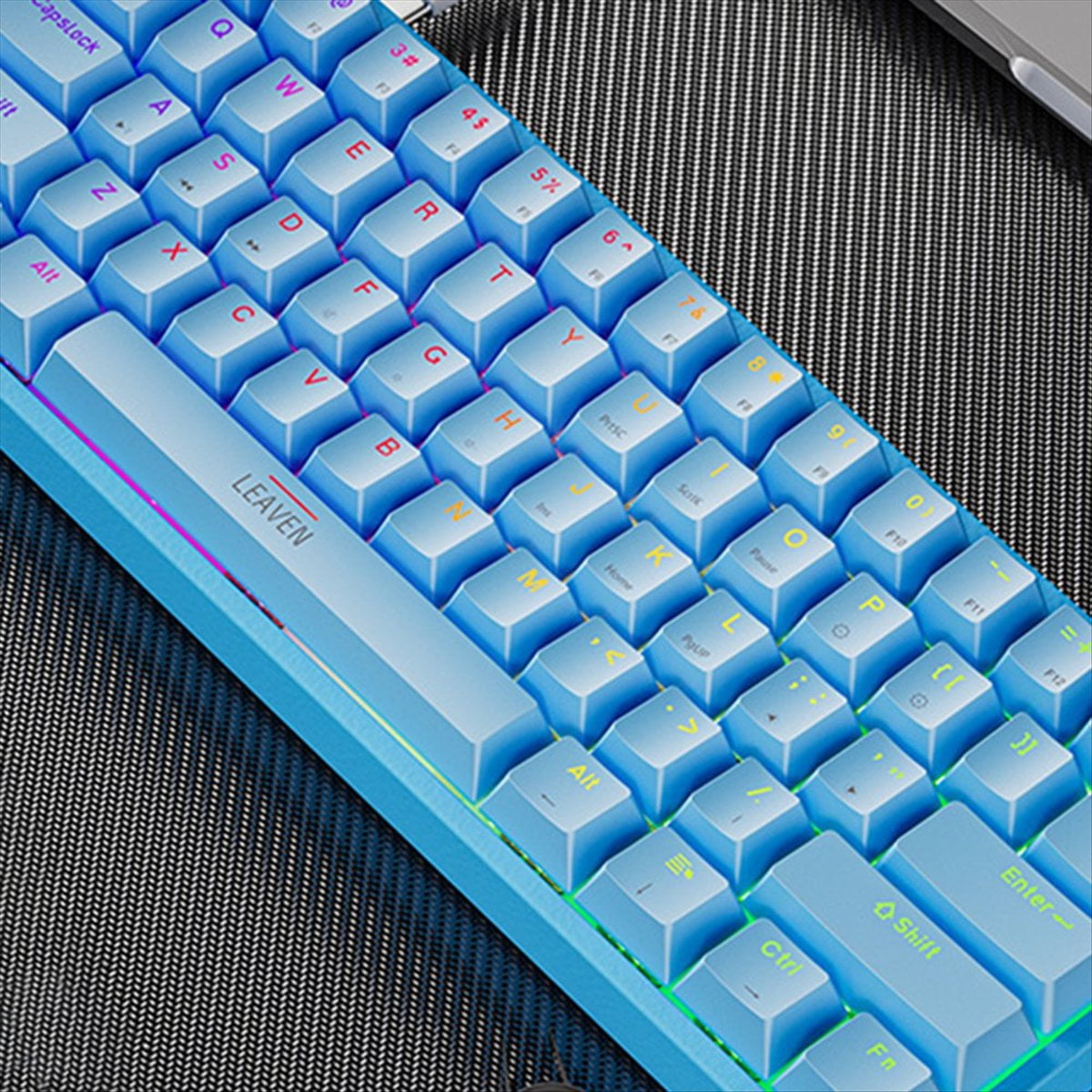 USB Gaming Mechanical Keyboard 61 Keys Red Switch Wired Detachable Cable RGB Backlight Hot Swappable