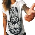 thumbnail image 3 of Femmes Hibou/lettres /t-Shirt à Imprimé Yeux T-shirt à Manches Courtes à Col Rond de Couleur Unie, 3 of 8