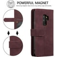 thumbnail image 6 of Wallet Case for Samsung Galaxy S9 Plus, Retro 9 Card Holder Slots Zipper Pocket Handbag Case PU Leather Magnetic Closure Kickstand with Wrist Strap TPU Shockproof Flip Case - Wine Red, 6 of 16