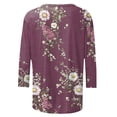 thumbnail image 5 of VBTAPA 3/4 Length Sleeve Womens Tops Vintage Floral Print Crewneck T-shirt Dressy Casual Summer Blouse Prime Sales of The Day Multicolor XXXXL, 5 of 6