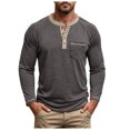 thumbnail image 3 of Akiihool Men's Long Sleeve T-Shirts Cotton Men's Regular Fit Long Sleeve Pocket Summer T Shirt Dark Gray,XL, 3 of 6