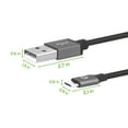 thumbnail image 3 of Cellet USB Cable Compatible with Alcatel INSIGHT/TCL A1 (A501DL), 2.0 Micro USB Flexible Cable with Metallic Housing (3.3 feet) and Atom Cloth, 3 of 8