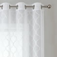 thumbnail image 5 of Pinewave Sheer Curtains 84 inch Geometric Embroidered Light Filtering Window Panels Moroccan Trellis Tulle Grommet Top W38"xL84"x2,White, 5 of 5
