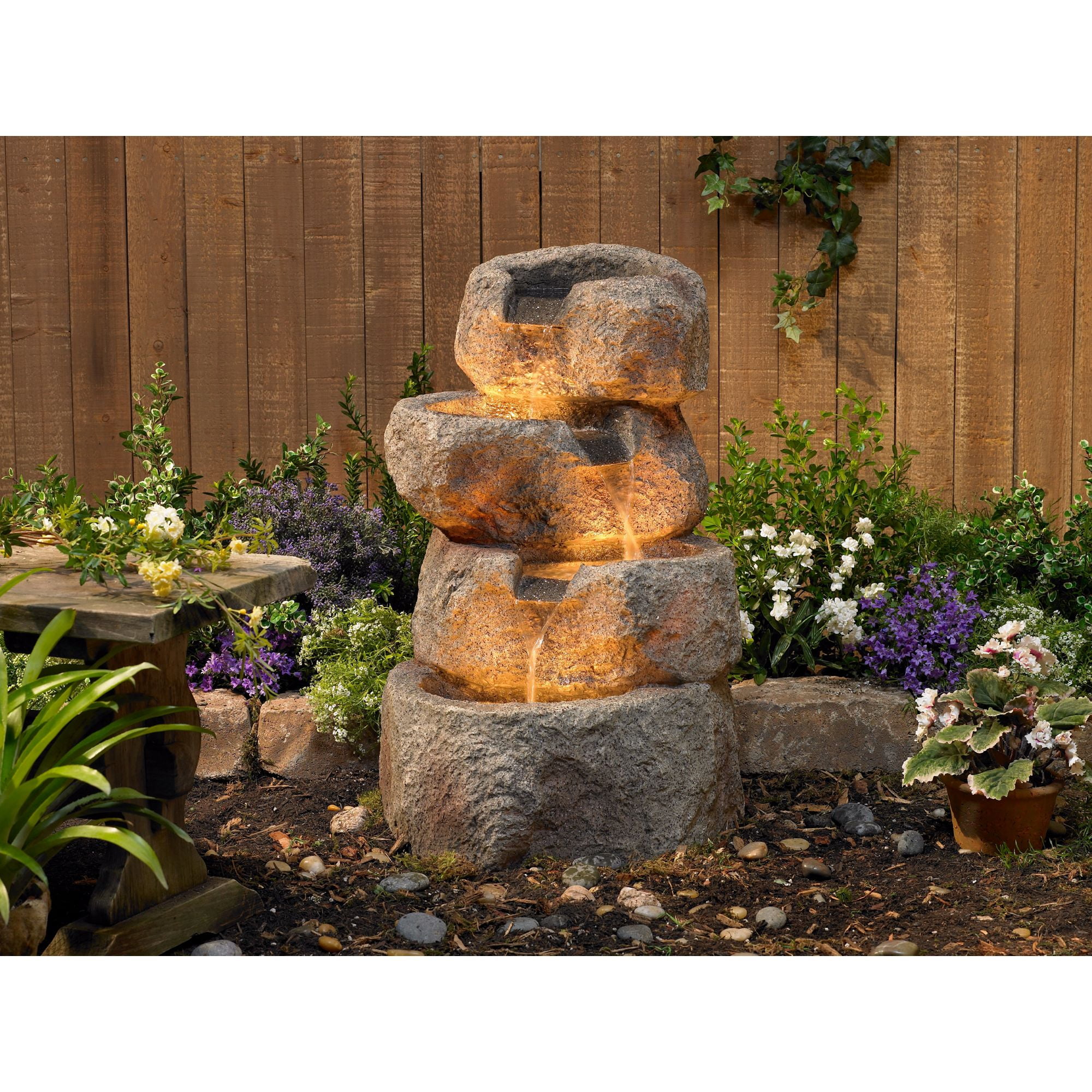 Glacial Rock Zen 30" High Large Rustic Indoor Outdoor Decor Faux Stone Floor Fountain with Light LED Waterfall
