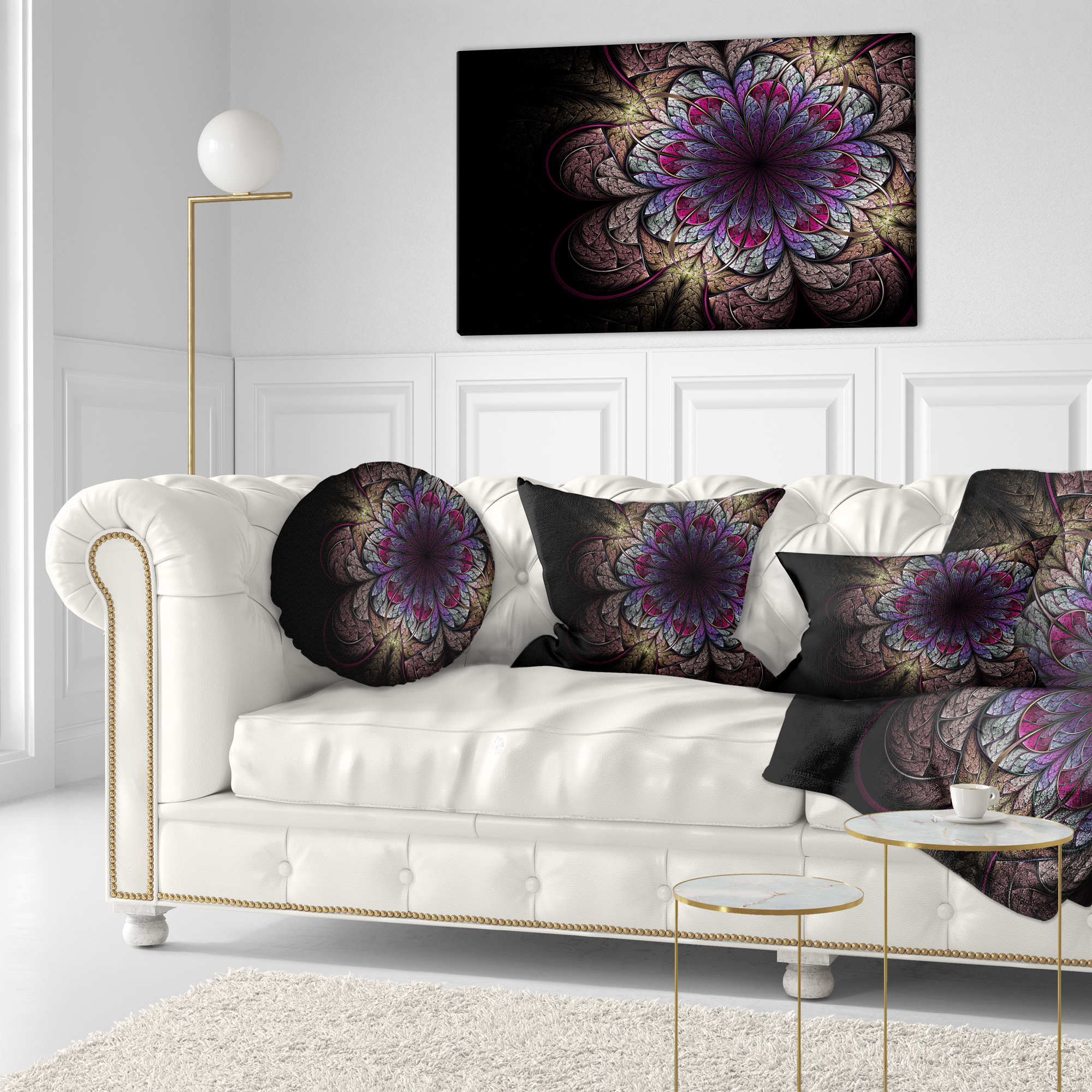 Designart 12" x 20" Black Polyester Throw Pillow