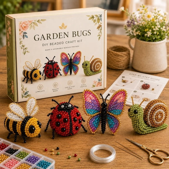 Tiny 3D Beaded Animal DIY Kit – Beginner Friendly Handmade Bead Art Set, Cute Mini Animal Decor Gift for Craft Lovers Teens, 11 StylesGarden Bugs