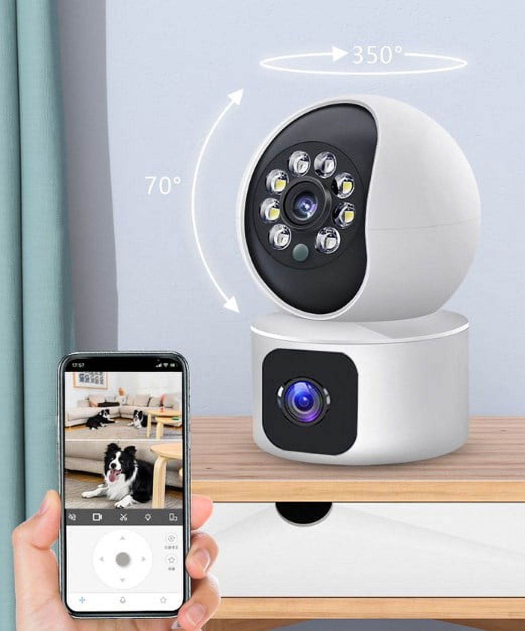 XTEILC Wireless Home Security 1080P 3MP Indoor Motion Detection, Night Vision Camera, White