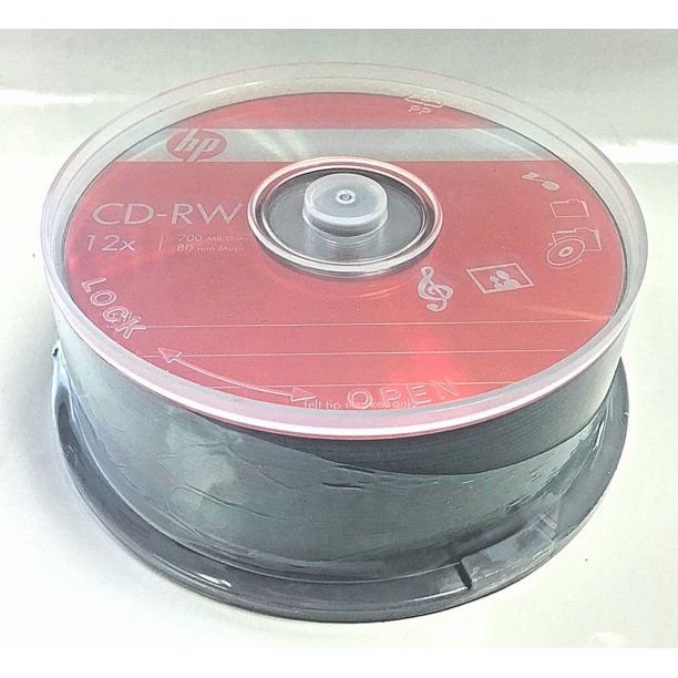 25 Pieces HP Logo 12X CDRW CDRW ReWritable Blank Disc 700MB in Cake