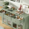 thumbnail image 7 of Homfa 55''Wide Buffet Credenzas, Large Dining Sideboard with 3 Drawers, 4 Glass Doors, Wood Coffee Bar Cabinet, Green, 7 of 7