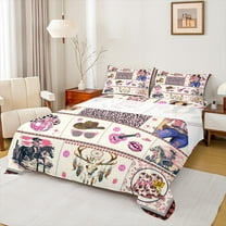 Homewish Southwest Cowgirl Tribal Twin Sheet Sets,Music Guitar Disco Ball Twin Fitted Sheet,Ancient Bull Skull Flat Sheet For Girl Kids,Super Cozy Room Decor,3pcs