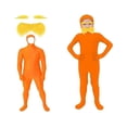 thumbnail image 4 of 3Pcs Tangerine Costume Accessories World Book Day Outfits Fake Mustache Beard and Yellow Eyebrows Open Face Bodysuit Adult Onesie Set, 4 of 5