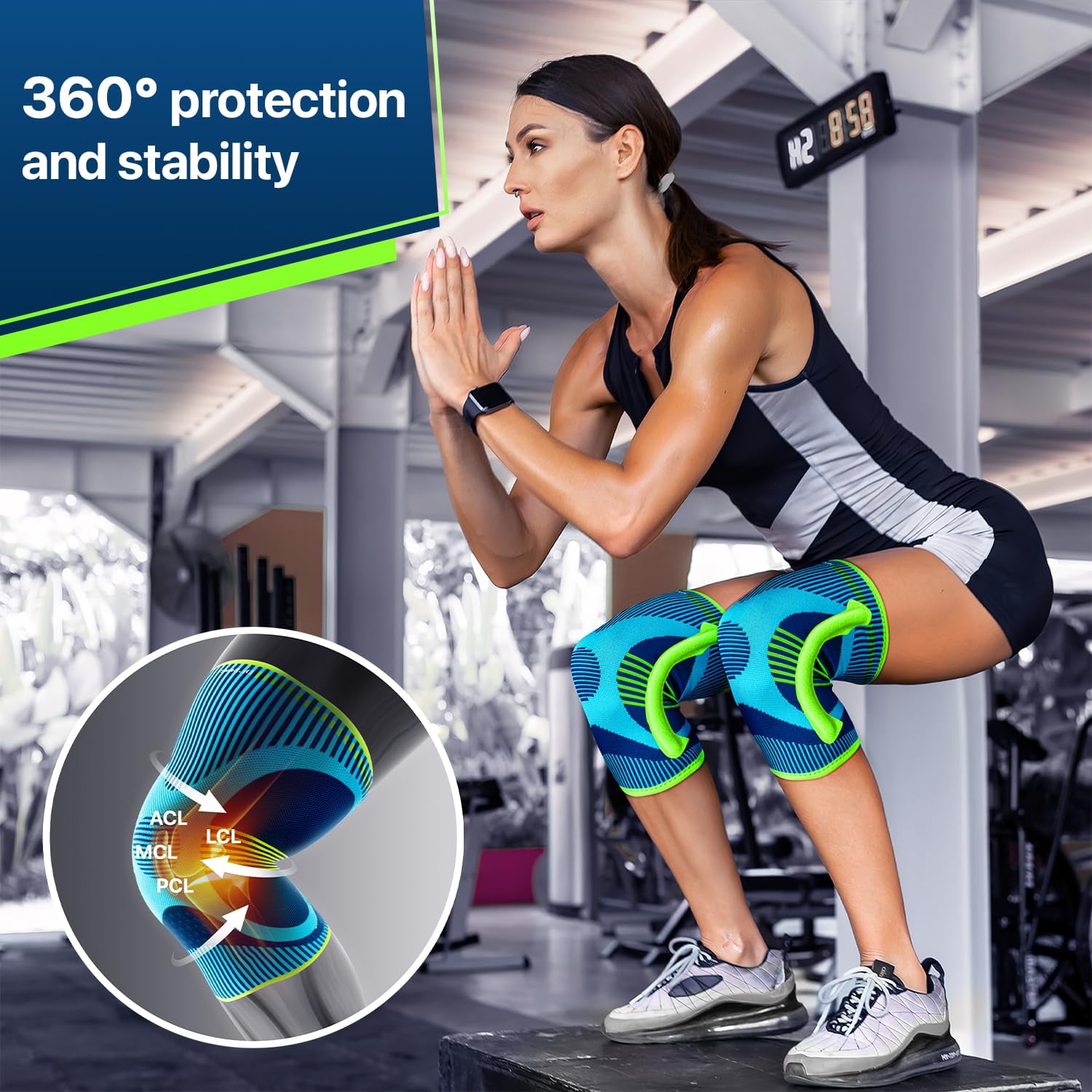 DR. BRACE ELITE Knee Brace with Size Stabilizer (2 Pack) Knee Brace for Women & Men, Workout, Sports, Daily Knee Compression Sleeve for Maximum Knee Pain Support & Fast Recovery (Zeus, Large)