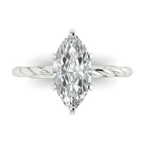 Solitaire Engagement Ring for Women - 2ct Simulated Diamond in 18K White Gold Promise Ring