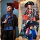 thumbnail image 4 of Halloween costume party cosplay Caribbean female male pirate adult Jack Captain triangular headscarf belt, 4 of 5