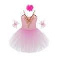 thumbnail image 3 of iiniim Kids Girls Lace Rhinestone Camisole Skirted Leotards Swan Dance Ballet Tutu Dress Performance Costumes, 3 of 7