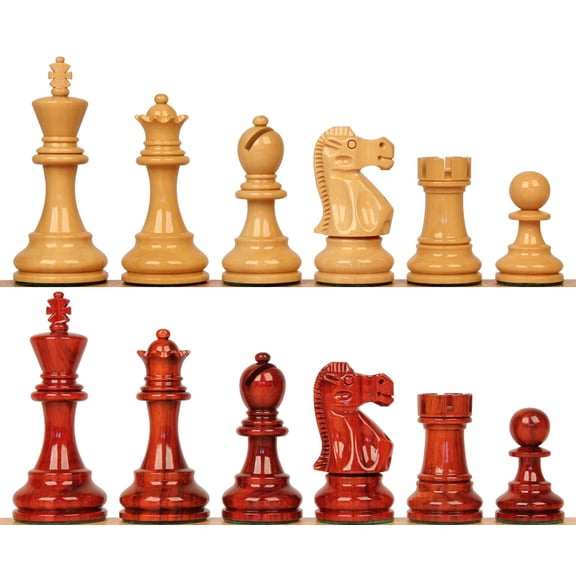 Deluxe Old Club Series Chess Set - Padauk & Boxwood Pieces - 3.25" King