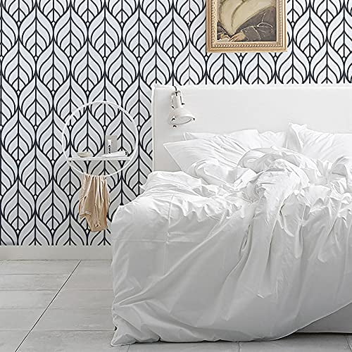 Sedfzo Peel and Stick Wallpaper - Geometric Leaf Shape,Self Adhesive,Easy  to Install and Clean Wallpaper for Refurbishing Furniture Cabinet  Wall( X ) 