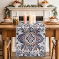 thumbnail image 2 of Boho Navy Blue Table Runner, Vintage Southwestern Geometric Art Washable Cotton Linen Table Runners 90 Inches Long, Dresser Scarf Runner for Dining/Coffee/Kitchen/Hallway Tables 13''x90'', 2 of 8