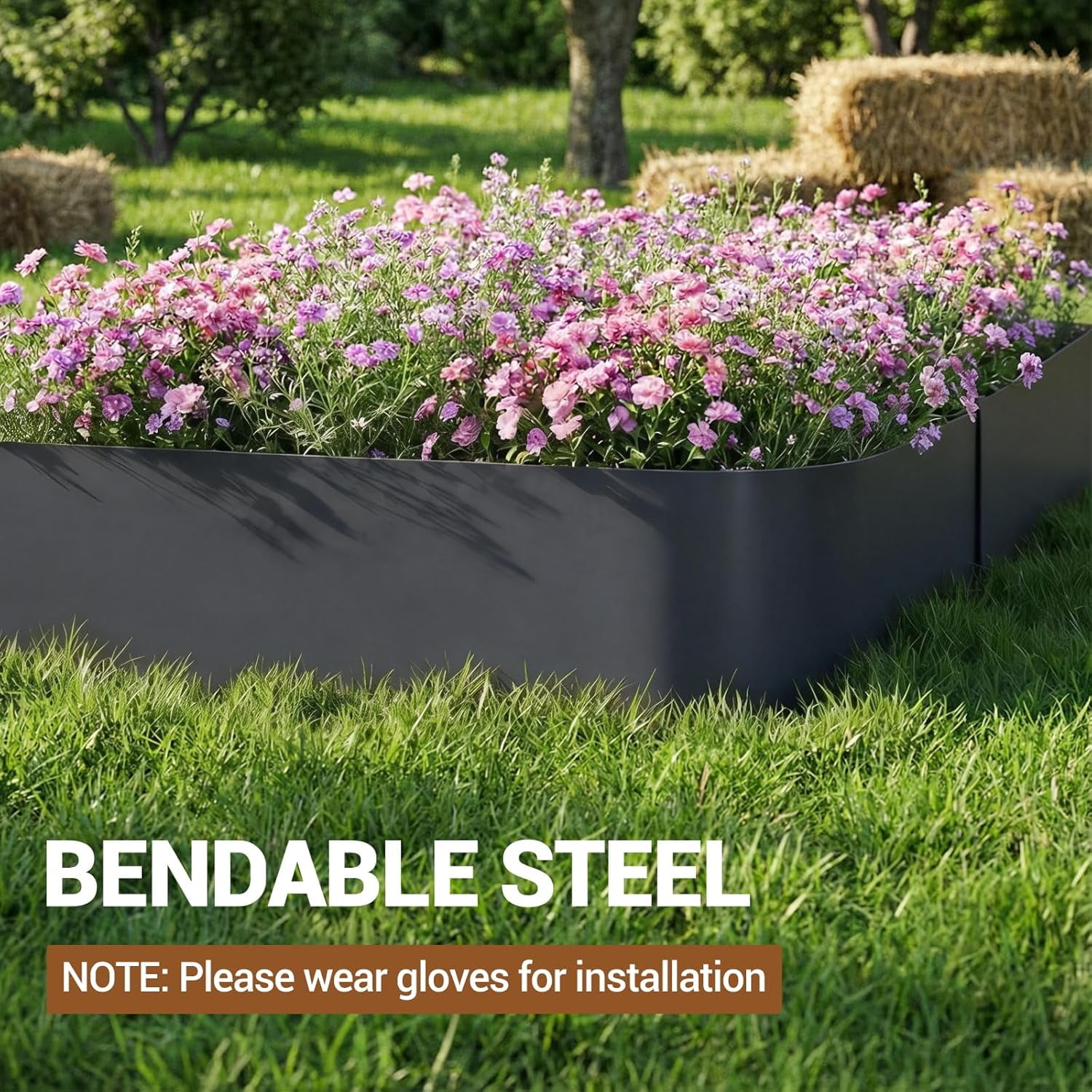 Metal Landscape Edging 6-Pack Galvanized Steel Garden Edging, Bendable Garden Edging Border, Shark Spike, Lawn Edging for Flower Bed Yard Pathway Divider-8