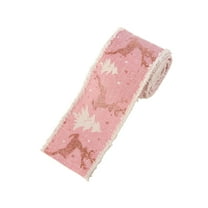 yulier Christmas Wired Ribbons, Christmas Tree Reindeer Print Ribbon for Xmas Party Gift Wrapping, Wreaths, Bows, Christmas Tree Decorations, 2.36 Inch x 2.19 Yards