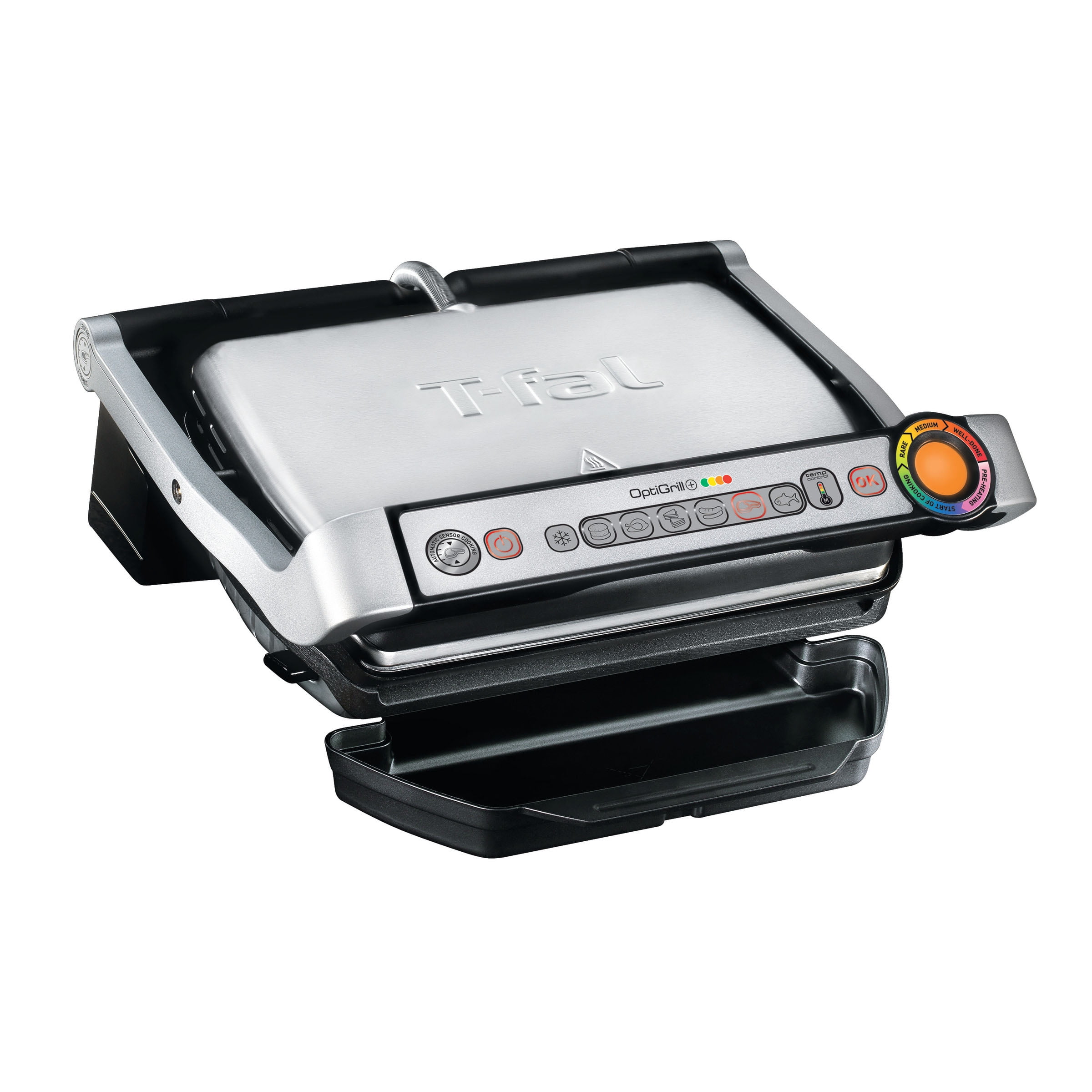 Tefal GC713D40 Stainless Steel OptiGrill+ Silver Health Grill with Automatic Thickness and Temperature Measurement 2000 W 5 Portions 